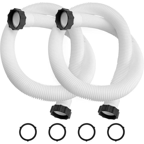 1.5" Diameter 29060E Pool Pump Hoses for Above Ground Pools - 59" Long Pool Hoses for Intexx Cole man Filter Pumps, Sand Filters & Saltwater Systems with 1,500 to 2,500 GPH Capacity, 2 Pack