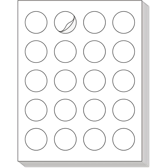 1.5'' Diameter Round Printable 500 Labels Sticker Labels for Laser/Inkjet Printer, Matte White Blank Circle Stickers, Strong Adhesive (25 Sheets)