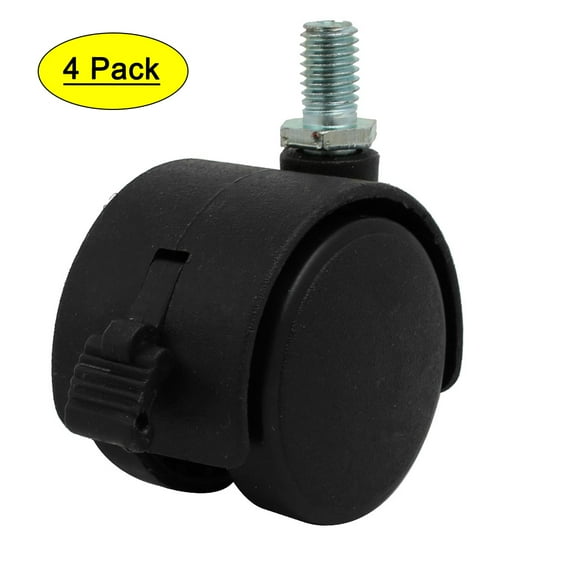 1.5'' Diameter Wheel M8 Thread 360 Degree Rotatable Swivel Caster Black 4pcs