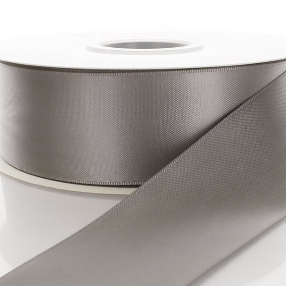 1.5" Double Faced Satin Ribbon 017 Pewter 50 Yard
