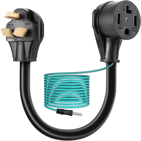1.5 Ft Dryer Plug Adapter Cable 4 Prong to 3 Prong, with Ground Wire10-30P Male to 14-30R Female Three Prong Converter,30 Amp/250V/7500W