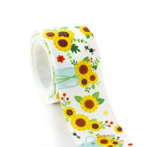 1.5" Farmhouse Sunflowers Grosgrain Ribbon 5 Yard