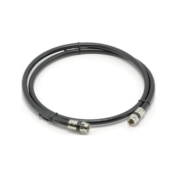 1.5' Feet, Black RG6 Coaxial Cable (Coax Cable) with Weather Proof Connectors, F81 / RF, Digital Coax - AV, Cable TV, Antenna, and Satellite, CL2 Rated, 1.5 Foot