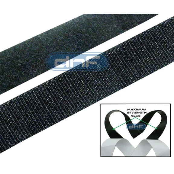 1" 5 Feet Black Self Adhesive Sticky Hook And Loop Tape- Free Same Day Shipping!