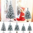 thumbnail image 1 of 1.5 Ft Christmas Tree Green Tabletop Christmas Tree with Snow Flocked Mini Xmas Pine Tree with Plastic Stand for Indoor Outdoor Holiday Home Decoration, 1 of 9