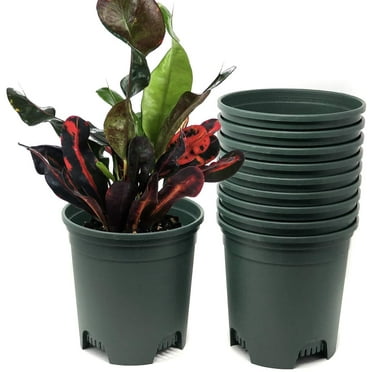 1.5 Gal Nursery Pot Plastic Planters for Outdoor Indoor Plants Gardening Flower Pots 10-Pack 7.25 Inch Plant Pots with Drainage Holes Green