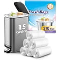 thumbnail image 1 of 1.5 Gallon 210 Counts Small Trash Bags Garbage Bags, Bathroom Trash Can Bin Liners, Small Plastic Bags for home office kitchen, Clear, 1 of 7