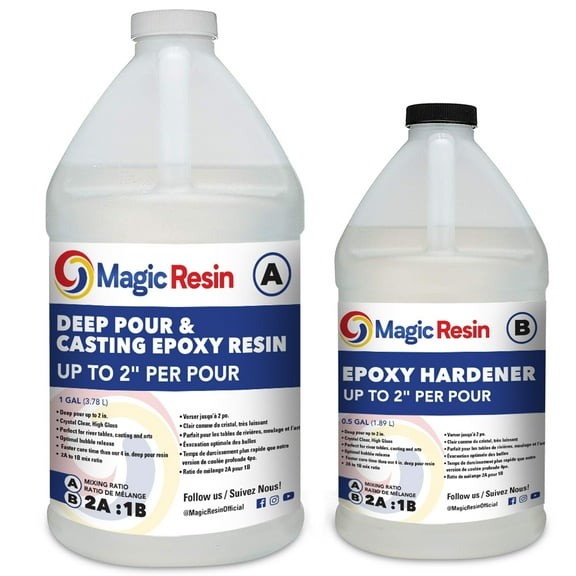1.5 Gallon (5.7 L) | 2" Deep Pour, Casting & Art | Clear Epoxy Resin Kit | Free Shipping