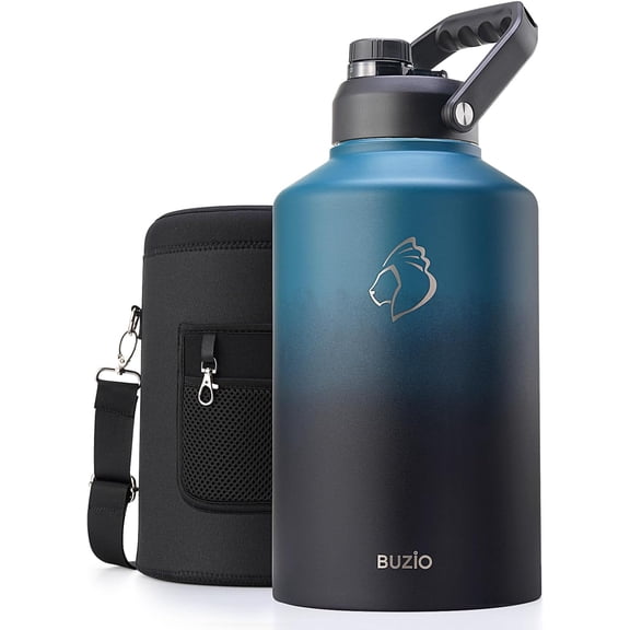 1.5 Gallon Insulated Water Bottle, 196 oz Stainless Steel Jug with Wide Mouth, Leak-Proof Chug Spout Lid and Carrying Sleeve, Indigo Crush