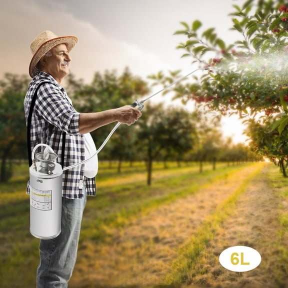 1.5 Gallon Stainless Steel Sprayer Hand Pump Sprayer with Pressure Gauge Hose