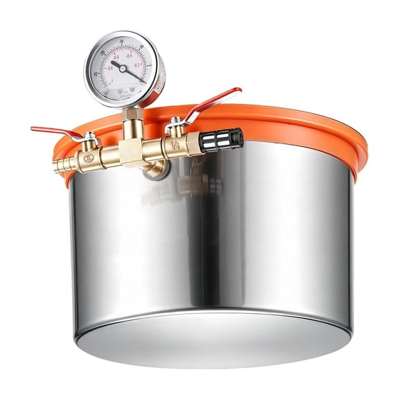 1.5 Gallon Vacuum Chamber for Resin Casting, Stainless Steel Degassing Pot with Tempered Glass Lid, Hose, and Air Filter for Wood Stabilizing, Silicone, and Epoxy Bubble Removal