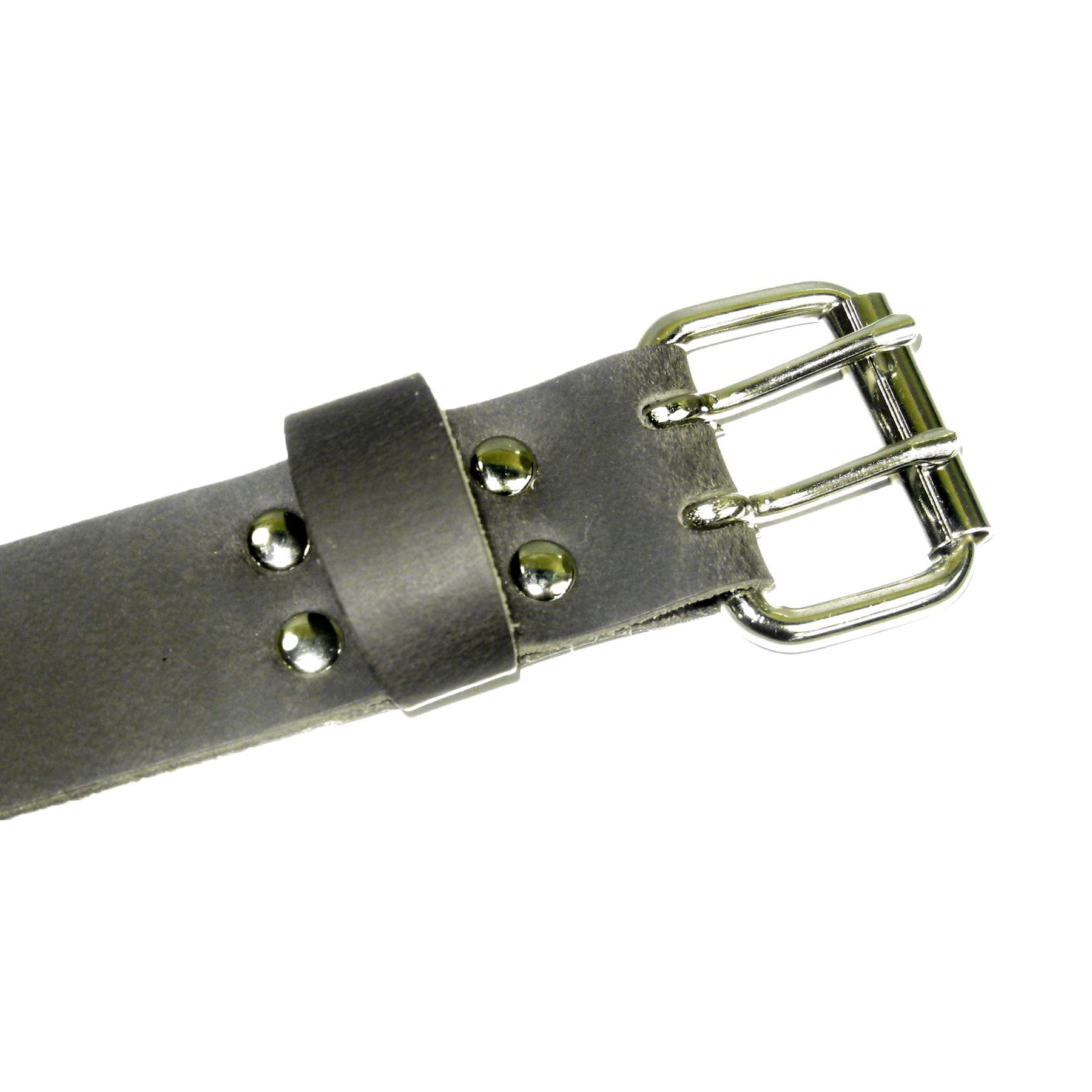 1.5 Genuine Oiled Buffalo Leather Belts 2-Prong Double Holes Brown (44)