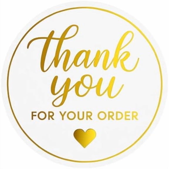 1.5" Gold Thank You Stickers, 200 Pcs Self-Adhesive Thank You for Your Order Stickers for Packaging, Envelope Seals, Small Business