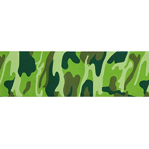 1.5" Green Camo Grosgrain Ribbon Print 100 Yards