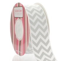 1.5" Grey Chevron ZigZag Grosgrain Ribbon 25 Yard