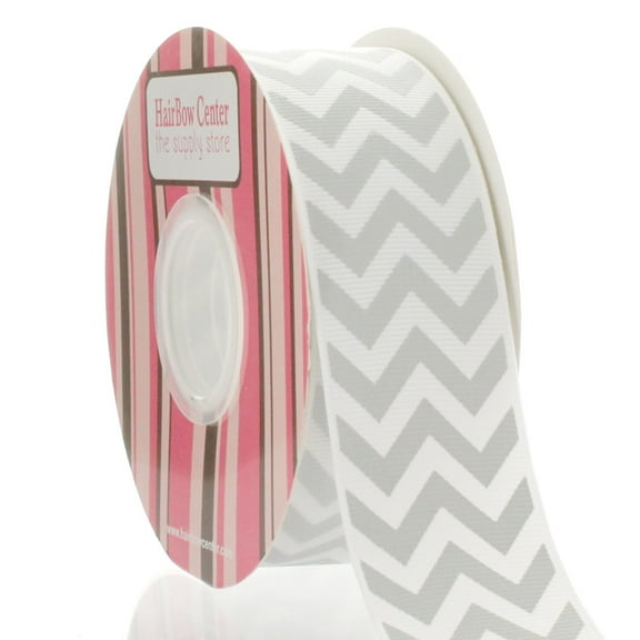 1.5" Grey Chevron ZigZag Grosgrain Ribbon 25 Yard