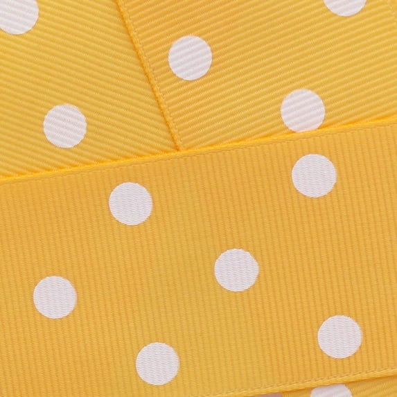 1.5" Grosgrain Ribbon White Dots 660 Yellow Gold 100yd
