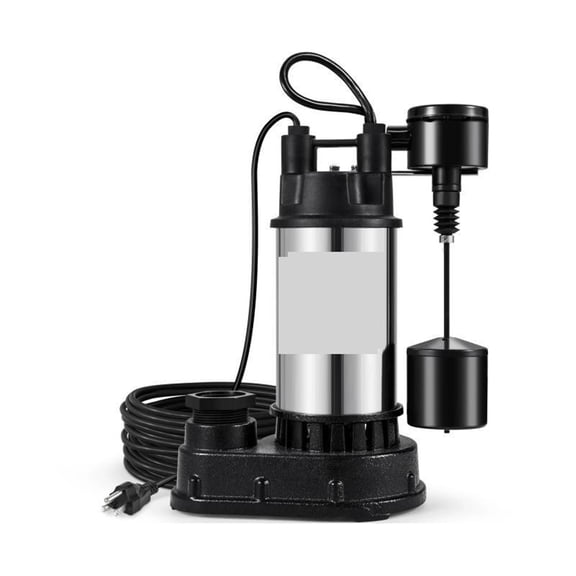 1.5 H P Submersible Cast Iron And Steel Sump Pump 6000 GPH With Integrated Vertical Float Switch For Basement Water Basin ,Easy to Use
