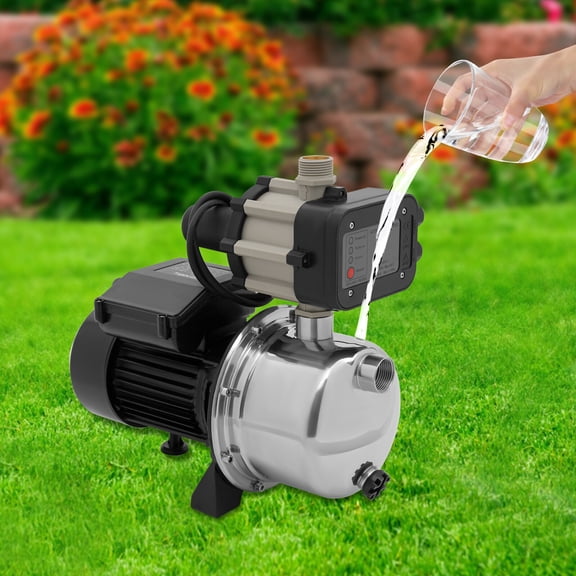 1.5 HP 115V Shallow Well Pump Garden Booster Jet Pump With Controller 1200 GPH for Long-distance Water Conveyance in Farmland, Large-area Sprinkler Irrigation in Gardens, Fire Water