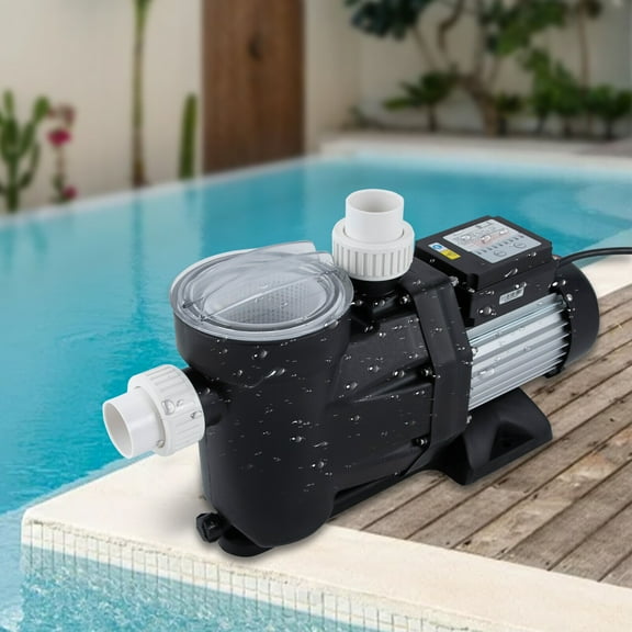 1.5 HP Ground Pool Pump, Black 1100W Powerful Self Primming Swimming Pool Pumps, Pool Pump with Timer Floor Mount
