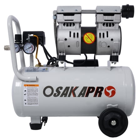 1.5 HP Oil-Free Air Compressor 8 Gallon, Portable Electric Shop Air Compressor, 70dB Quiet, Automatic Drain, Gray