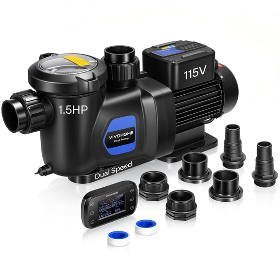 SPECSTAR 1.5 HP Self Priming In-Ground Swimming Pool Pump, Wireless Remote Control Dual Speed Pool Pump w/Detachable Strainer Basket