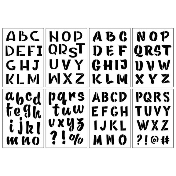 Craft Smart 1.5" Handletter Alphabet Stencils - Reusable Plastic Stencil Sheets with 111 Script-Style Designs per Pack, Ideal for Crafts & Home Decor, 6 Pack