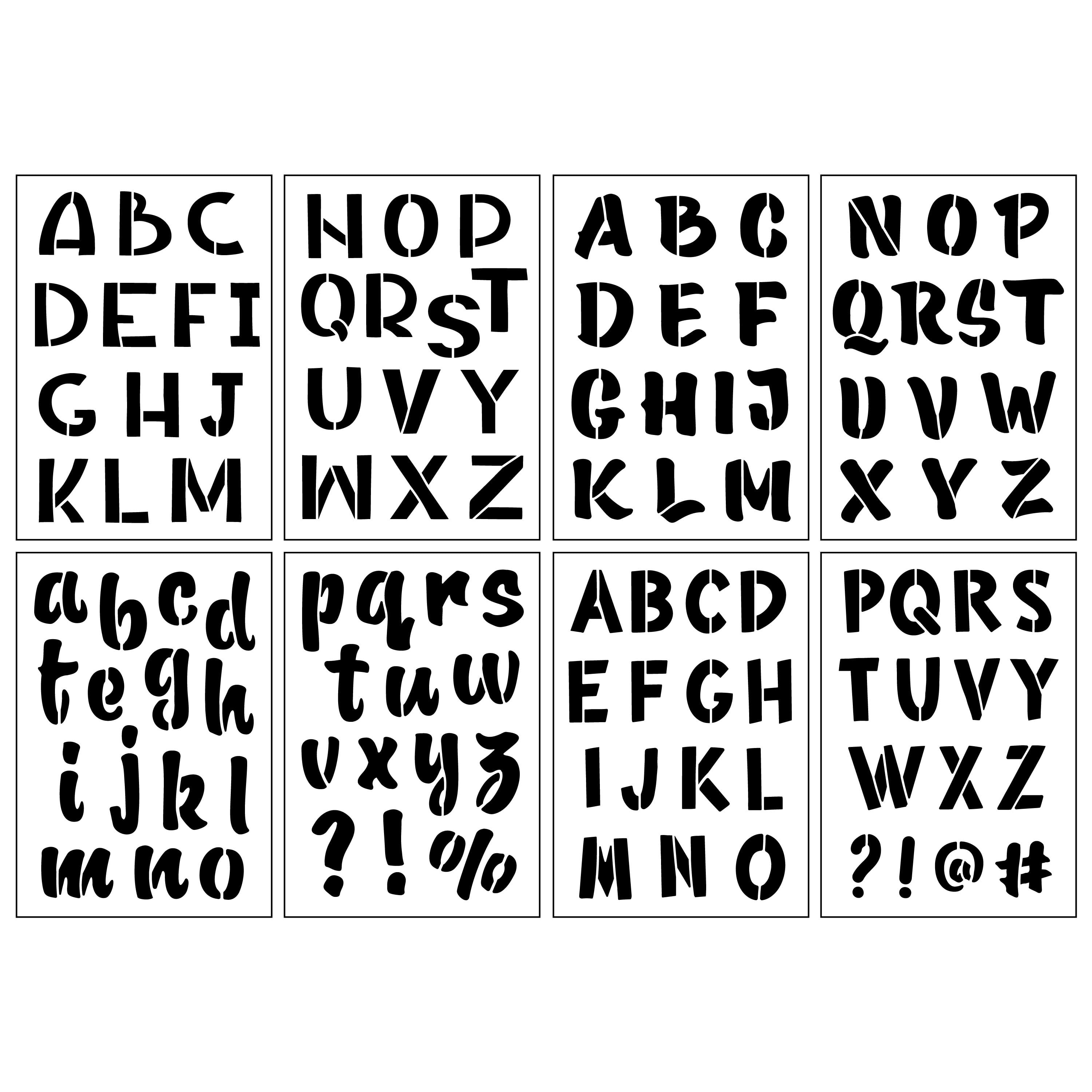 Craft Smart 1.5" Handletter Alphabet Stencils - Reusable Plastic Stencil Sheets with 111 Script-Style Designs per Pack, Ideal for Crafts & Home Decor, 6 Pack