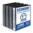 thumbnail image 1 of 1.5 Inch 3 Ring Binders, Made in USA, Economy Round Ring, Clear View Cover, 325 Sheet Capacity - for School, Home, Office - Black, 4 Pack, 1 of 4