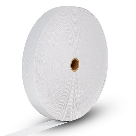 1.5 Inch (38mm) Flat Non-Roll Knit Elastic By The Yard - For Sewing Or Crafting Waistbands, Straps, & More (White, 1 Yard)