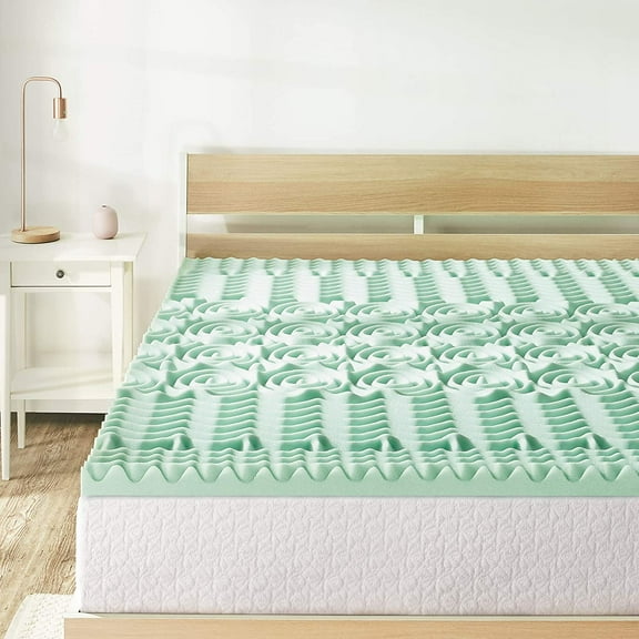 1.5 Inch 5-Zone Memory Foam Mattress Topper, Calming Aloe Infusion, Dorm Essentials, Full