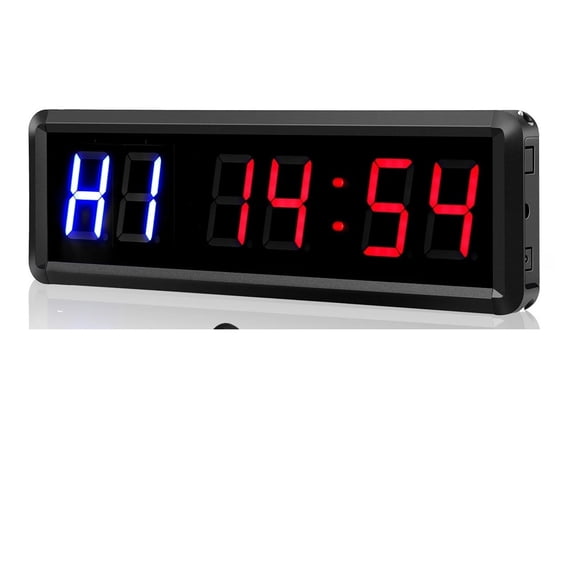 1.5 Inch 6 Digit LED Timer Boxing GYM EMOM Interval Programmable Countdown/UP Stopwath Real Time Clock