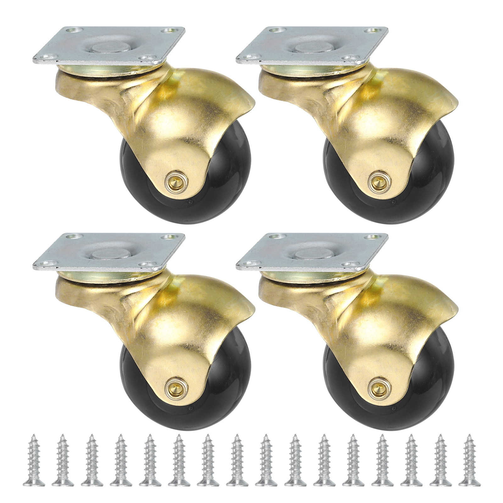 1.5 Inch Ball Caster Wheels, 4 Pack Swivel Furniture Casters, Gold Tone