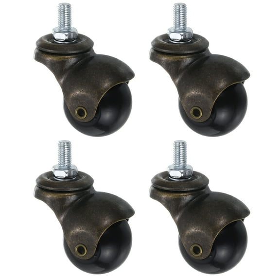 Uxcell 1.56 inch Ball Caster Wheels, 4 pack Threaded Stem Caster, Bronze Tone