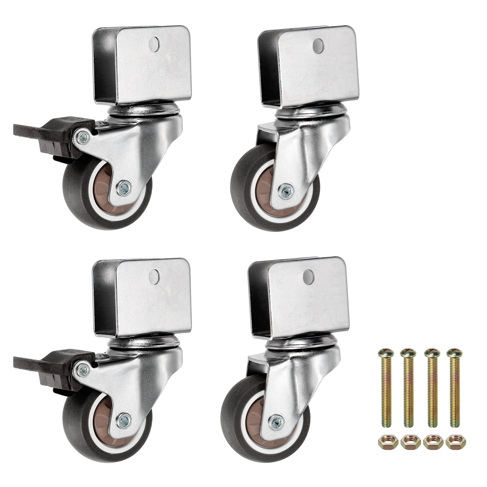 Uxcell Caster Wheels Swivel Casters with U Bracket for Furniture Office Chairs Carts with 0.6" U Bracket 1.5"