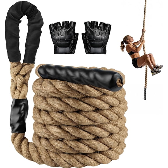 1.5 Inch Diameter Heavy Duty Gym Climbing Rope, 10FT/15FT Strength Training Workout Rope for Indoor Outdoor Home Gym Fitness