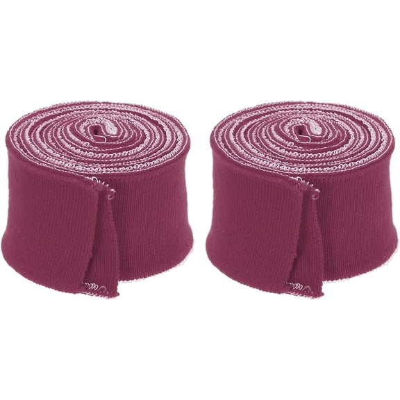 1.5 Inch Elastic Cuffs for Sewing Knitted Ribbed Cotton Fabric Sleeves Waistband Trim, [for Cloth, DIY Craft] - 2.6ft/ Red Purple/ 2pcs