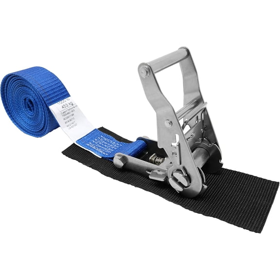 1.5 Inch Endless Loop Stainless Steel Ratchet Strap, Protective Pad Under Buckle, Endless Loop (no Hooks), Total Strap Length 10 Ft, Polyester Tie-Down Webbing.