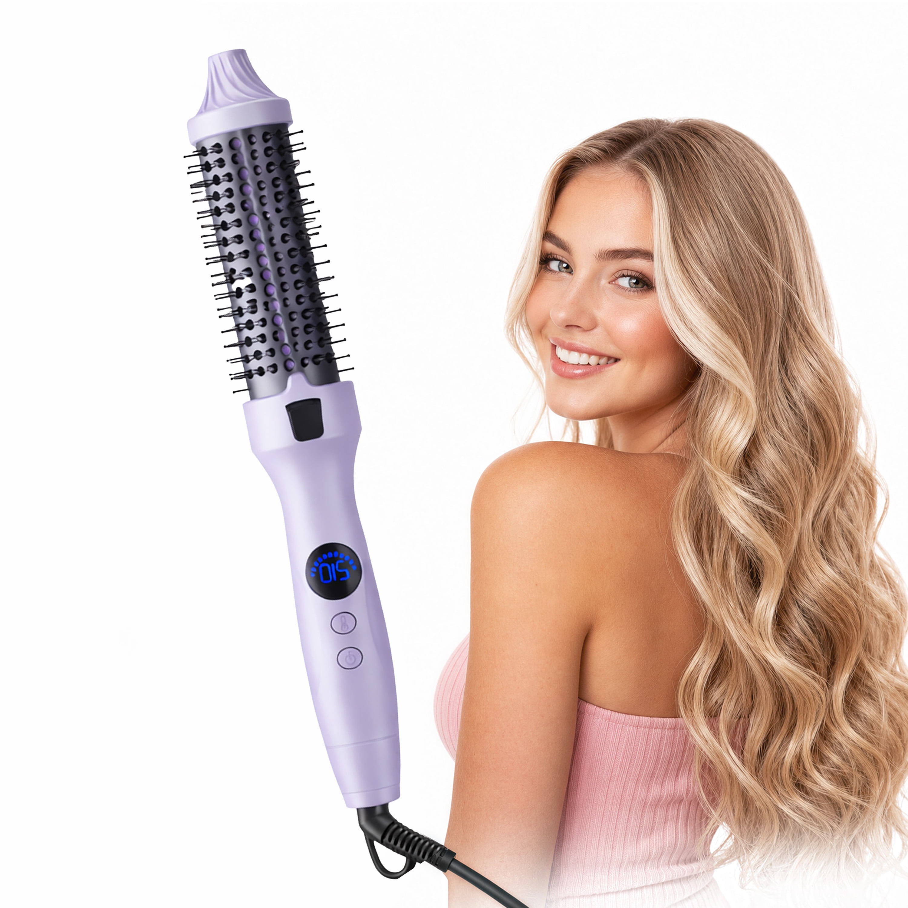 Ceramic Tourmaline 1.5-inch Round Hair Styling Brush, Ionic, Reduces Static, Enhances Shine, Purple