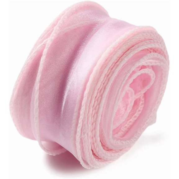 1.5 Inch Iridescent Organza Ribbon Bright Pink Transparent Fishtail Wired Ribbon Silk Sheer Mesh Glitter Yarn Ribbons for Sewing Making Craft Flower Bouquet Wedding Party Decor DIY Supply for DIY