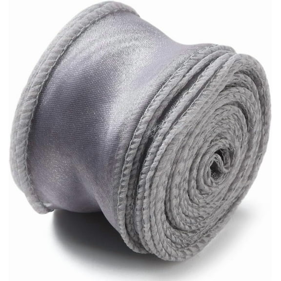 1.5 Inch Iridescent Organza Ribbon Transparent Fishtail Wired Ribbon Grey Silk Sheer Mesh Glitter Yarn Ribbons Bulk for Sewing Making Crafts Wreath Gift Wrapping Flower Bouquet DIY Supply Light Grey