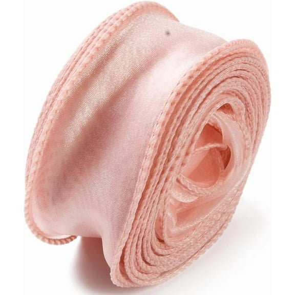 1.5 Inch Iridescent Organza Ribbon Transparent Fishtail Wired Ribbon Pink Pastel Silk Sheer Mesh Glitter Yarn Ribbons