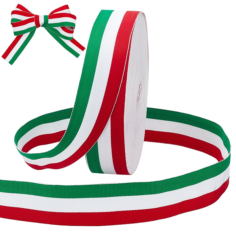 1.5 Inch Italian Ribbon 50 Yard Red White and Green Ribbon Decorative Italian Flag Patriotic Ribbon Christmas Stripes Ribbon