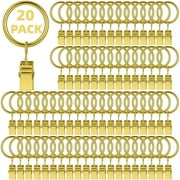 1.5 Inch Metal Curtain Rings with Clips in Gold, Curtain Hangers Clips, Drapery Clips with Rings, Set of 20