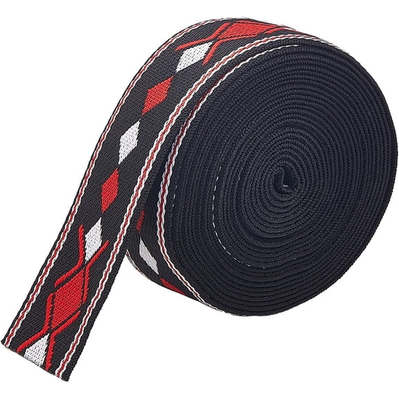 1.5 Inch Polyester Webbing Strap Heavy Webbing Straps Soft Webbing Belt Jacquard Rhombus Ribbon for Purse Making 5Yards for DIY