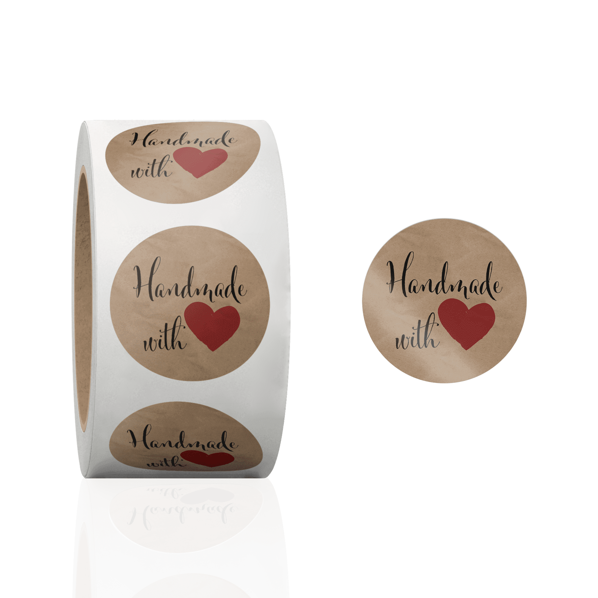 1.5 Inch Round 500 Count Handmade with Love Perforated Roll Stickers ...