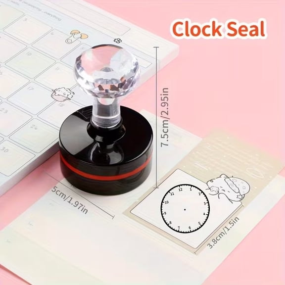 1.5 Inch Round Clock Stamp - Red/Blue/Black Time Tracking Stamps for Office and Classroom Efficiency