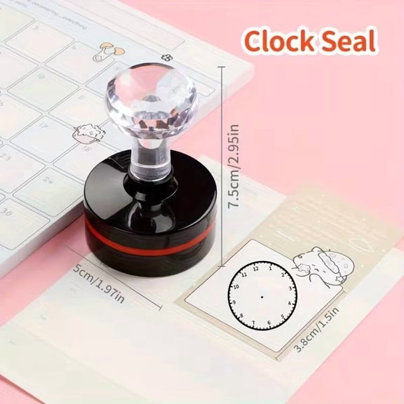 1.5 Inch Round Clock Stamp for Time Tracking  Red Blue Black  Durable Plastic Stamp for Classroom & Office Efficiency