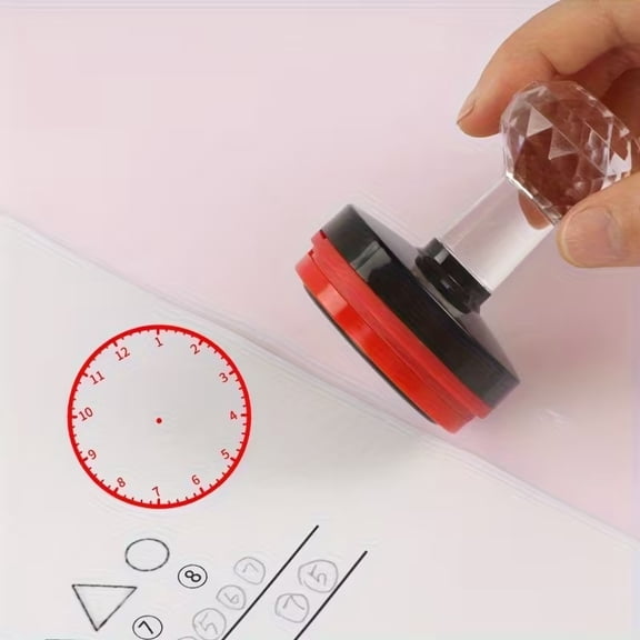 1.5 Inch Round Clock Stamp for Time Tracking  Red Blue Black Ink, Durable Plastic Stamp for Classroom Office Scheduling and Productivity