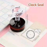 1.5 Inch Round Clock Stamp for Time Tracking, Red Blue Black Ink, Durable Plastic